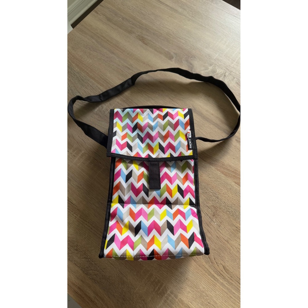 PackIt Freezable Lunch Bag French Bull Ziggy Chevron Multicolor Cooler Bag